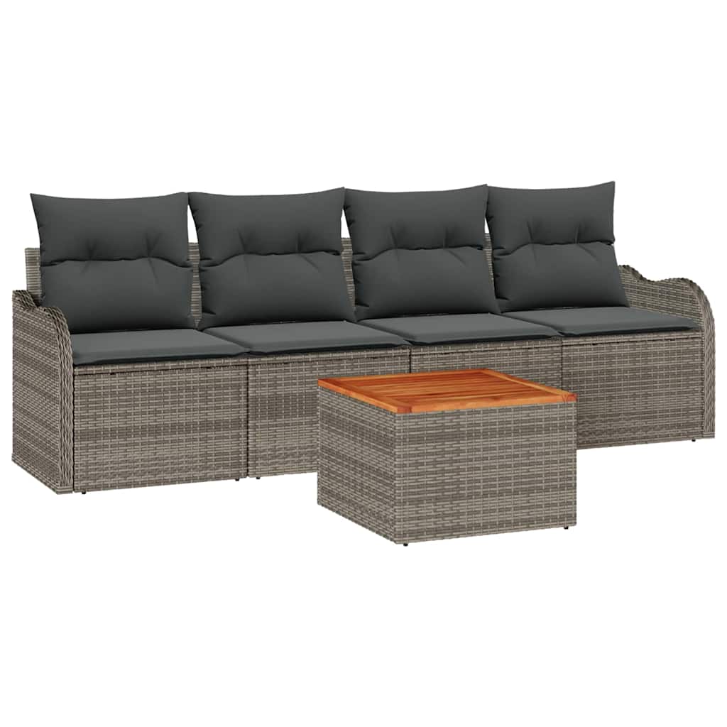 Garten-Sofa-Set mit Kissen mit Speicher mit Kissen 5 pcs Grau